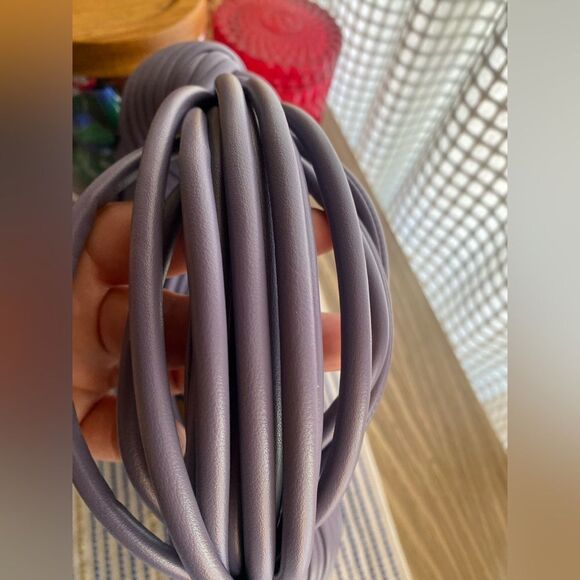 Handbag Rope Knot Design Leather Purple Small - Picture 9 of 11